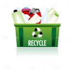 Green Recycle Bin with Recyclable Garbage